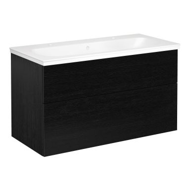 Gustavsberg Artic Kommodepakke gripelist, svart eik, 100 cm, 2 blanderhull