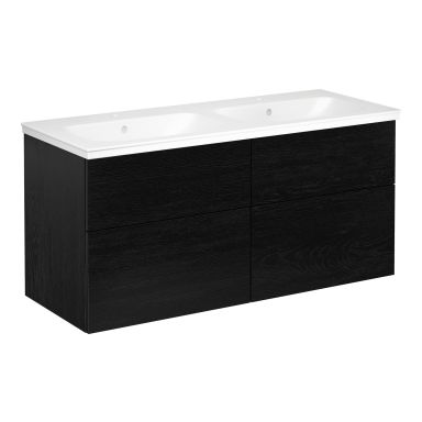 Gustavsberg Artic Kommodpaket svart ek, 120 cm, dubbla bassänger