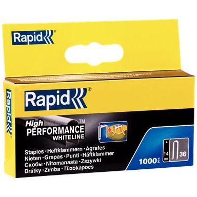 Rapid Nr 36 Bredtrådsklammer Stål, vit, 1000-pack