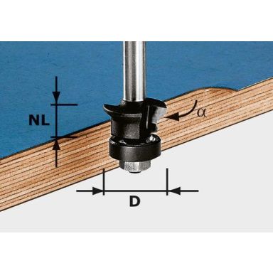 Festool HW S8 D24/0° +45° Fas- och kantfräs 8mm spindel