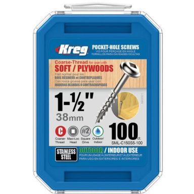 Kreg SML-C150S5-100 Ruuvi 38 mm, ruostumatonta terästä