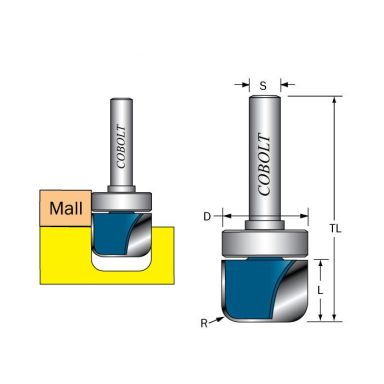 Cobolt 240-922 Kanavaleikkuri/kuppijyrsin D=22 R=4,5
