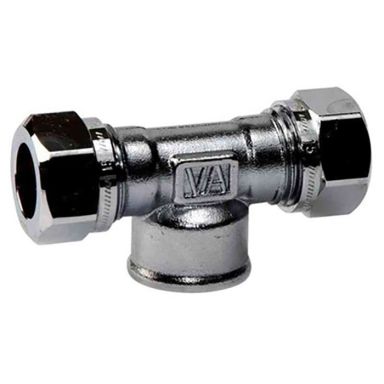 Vatette FG037675420 T-koppling 90°, förkromad, inv gänga mitten, 15 mm