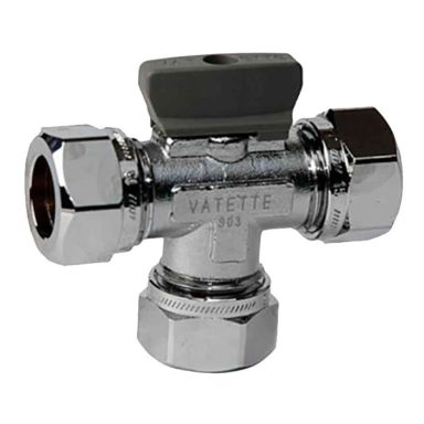 Vatette FG077050005 Kuulasulkuventtiili T-putki, kromattu, säätönupilla, CU-CU, 15 mm