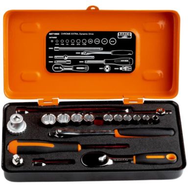 Bahco A6718DZ Hylsnyckelsats 1/4&quot, 18 delar, tum