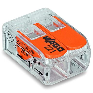Wago 221-412 Puristusliitin 2–napainen, 100 kpl