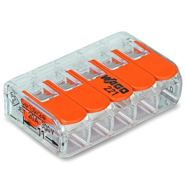 Wago 221-415 Puristusliitin 5–napainen, 25 kpl