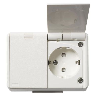 Elko EKO05819 Vägguttag jordat, 2-vägs, med lock, separat matnin