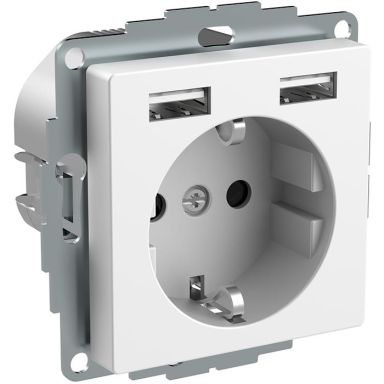 Schneider Electric Exxact WDE002179 Seinäpistorasia maadoitettu, 2-osainen, USB:llä, valkoinen