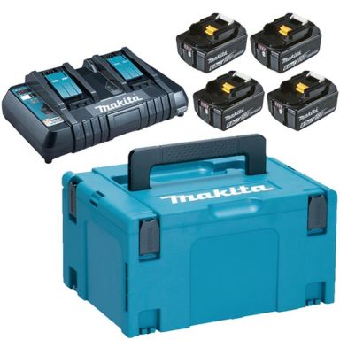 Makita Powerpack 198091-4 Ladepakke 4 stk. 6,0 Ah + lader og veske