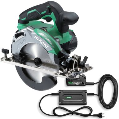 HiKOKI C3606DA Cirkelsåg med nätadapter, batteri och laddare