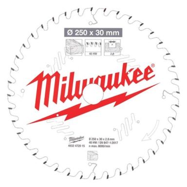Milwaukee CSB MS W Savklinge 250x2,8x30 mm, 40T