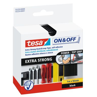 Tesa 55229 Kardborretejp svart, 1 m x 50 mm