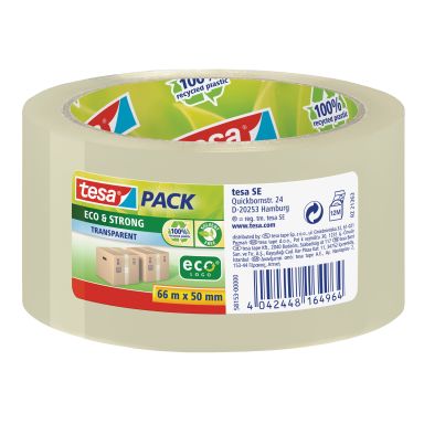Tesa 58153 Pakettiteippi eco, läpinäkyvä, 66 m x 50 mm