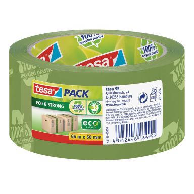 Tesa 58156 Packtejp eco, print, grön, 66 m x 50 mm