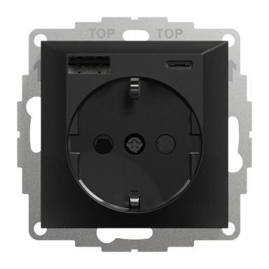 Elko USB A+C 3A Schuko sv Ladeuttak