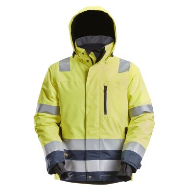 Snickers Workwear 1132 AllroundWork Talvitakki huomioväri, keltainen/laivastonsininen, vedenpitävä