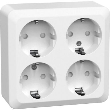 Gelia Connect 2 Home Stikkontakt 4-veis, utenpåliggende, jordet