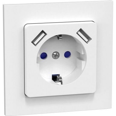 Gelia Connect 2 Home Seinäpistorasia upotettu, maadoitettu, USB, 1-suuntainen