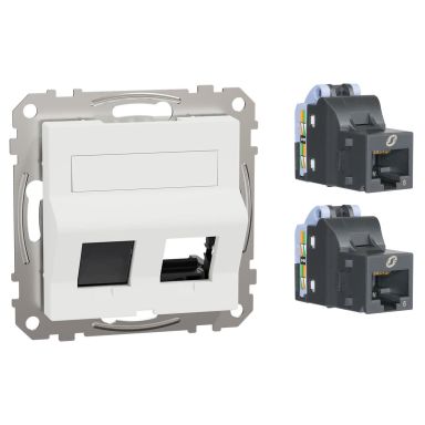 Schneider Electric Exxact Centrumplatta för datauttag, vit