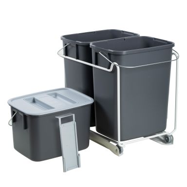 Nordiska Plast 81270009 Jätevaunu ulosvedettävä, 2 x 12 l, 1 x 7 l