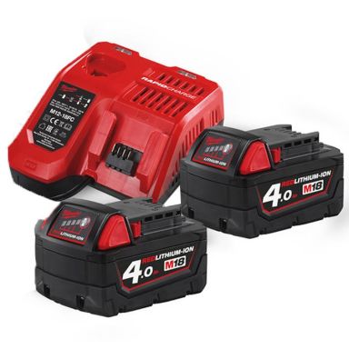 Milwaukee M18 NRG-402 Opladningspakke 2 stk. batterier + 1 stk. Oplader
