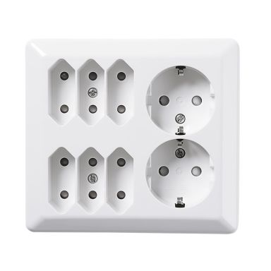 Elko EKO07482 Stikkontakt renhvit, 6 euro, 2 schuko