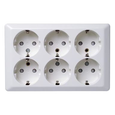 Elko EKO07484 Stikkontakt renhvit, 6 stk schuko