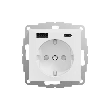 Elko EKO30139 Ladekontakt renhvit, med USB A+C