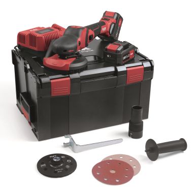 Flex SE125 18.0-EC SET Slipemaskin med 2 stk. 5,0 Ah-batterier, lader