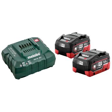 Metabo 685122000 Latauspaketti 2 kappaletta 5,5 Ah-akkuja ja laturi