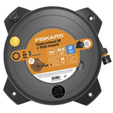 Fiskars Solid Waterwheel Letkukela 20 m, seinäkiinnikkeellä
