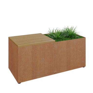 OFYR Herb Garden Bench Corten Trädgårdsbänk sittskiva utav trä