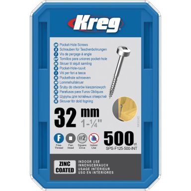 Kreg SML-F125-500 Skruv 32 mm Ø, förzinkad, Maxi-Loc