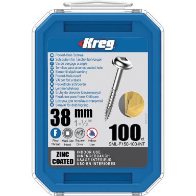 Kreg SML-F150-100 Skruv 38 mm Ø, förzinkad, Maxi-Loc