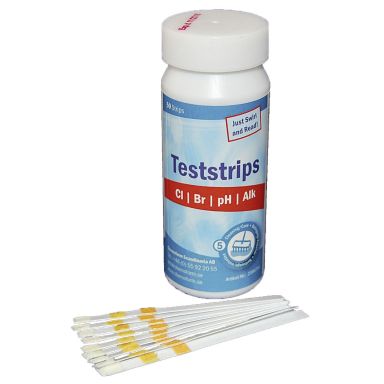Planet Pool 2306754 Teststrips pH/klor/brom/alkalinitet, pakke med 50 stk