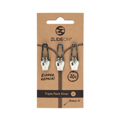 ZlideOn 10918 Dragkedjelöpare silver, triple pack, tre dragkedjetyper