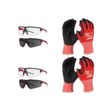 Milwaukee Stay Safe Cut Level 1 XL/10 Beskyttelsespakke beskyttelsesbriller x 4 + vernehansker x 2