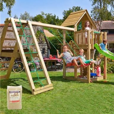 Jungle Gym Cubby Lektorn med klättermodul, sand och rutschkana