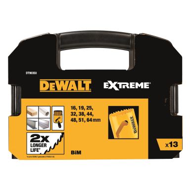 Dewalt DT90350-QZ Hullsagsett for tre, metall og plast, 13 deler