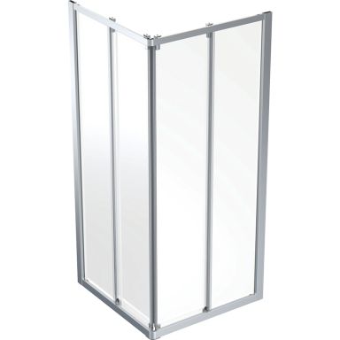 Contura Showerama Space Duschhörna 90x90x200cm, borstad aluminium/klart glas