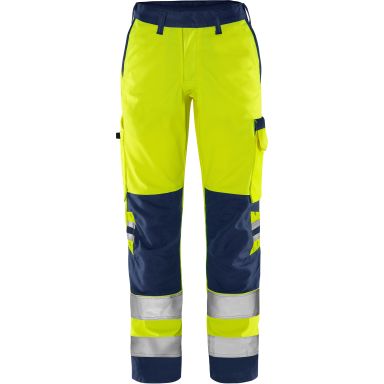 Fristads 2642 GPLU Työhousut neonkeltainen/laivastonsininen