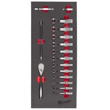Milwaukee 4932479824 Steel Storage Hylsnyckelsats 28 delar, 1/4&quot