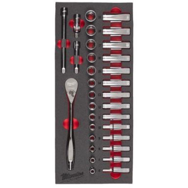 Milwaukee 4932479825 Steel Storage Hylsnyckelsats 32 delar, 3/8"