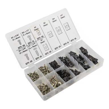 PELA 508673 U-clips sats med plåtskruvar, 170 delar