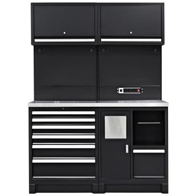 PELA 533244 Verkstedinnredning 1440x573x2000 mm, svart/sølv