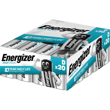 Energizer Max Plus Batteri alkaliskt, D, 1,5 V, 20-pack