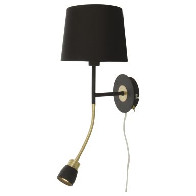 Aneta Lighting Eketorp 10758-15-25 Vägglampa svart/mässing, E14/LED