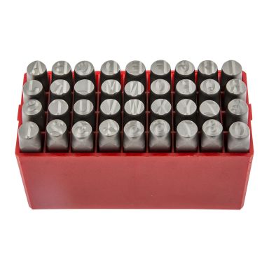 PELA 497922 Bokstavstanser med sifre, 8 mm, 36 deler