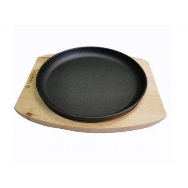 Omberg OMB-K00260 Gjutjärnspanna med träunderlägg, 22 cm